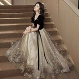 Black Engagement Dress 2026 New Hostess Female Student Graduates In Escape Princess Dress Winter Fashion Dress HZ0517