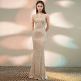 Fishtail Evening Dress New Banquet Sexy Hanging Neck Su Sequin Host Long Dresses HZ0517