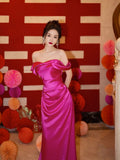 New Chinese Morning Dress Wedding Toast Dress Wedding Dress Luxury Rose Red Shoulder Dress HZ0517