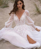 2026 Spring New Long-Sleeved Banquet Evening Dress Ebay Outdoor Travel To Shoot Fairy Gas Light Wedding Dress HZ0517