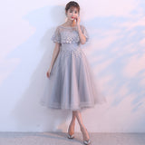 Mid-Long Overseas Warehouse 2026 New Gray Sister Dress Bridesmaid Group Thin Evening Dress Girl HZ0517