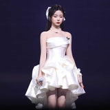 Brased Densate French Light Wedding Dress 2026 New Birthday Dress White Card Registration Small Dress HZ0517