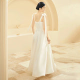 White Dingy Light Wedding Dress Sling Korean Long Thin Dress Retro Simple Dress Travel Photo Wedding Dress HZ0517