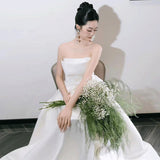 French Light Wedding Temperament Breast-Wearing Bow Engagement Dress Female Sen Family Super Fairy Bride Welcome Out Of The Light Wedding Dress HZ0517