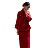 New Chinese Cheongsam Toast 2026 New Retro National Style Wedding Dress Engagement Dress Long Sleeve Toast HZ0517