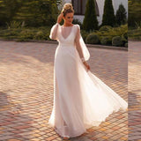 Simple Sentite Light Wedding 2026 New Long-Sleeved French Bride Slimming Back Long Sleeve Dress HZ0517