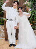 Light Wedding Dress Super Xiansen Is A Simple Sense Of The Little Bride's Morning Robe Small Tail To Go Out On The Outside To Greet The Light Yarn Dress HZ0517