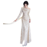 French Evening Dress Dress Women 2026 New High-End Squint Banquet Temperament Host High-End Light Luxury Niche HZ0517
