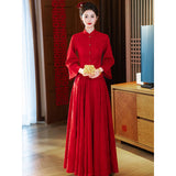 New Chinese Cheongsam Toast 2026 New Wine Red Two Sets Of Brides To Order Wedding Dress On The Wedding Day HZ0517