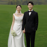 Light Wedding Sling Ribbon 2026 New Winter Bridal Scene Travel Shoot Yarn Female Star Travel Dress Female HZ0517