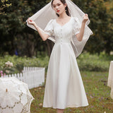 White Certificate Registration Small White Dress French Fastine Engagement Daily Can Wear Small Dress Dress Dress HZ0517