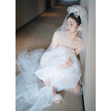 Fairy Fluffy Skirt Light Wedding Dress 2026 Spring New Breast-Shape Bride Morning Robe Princess Dress Tectored Engagement Yarn HZ0517