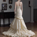 Brased Fishtail Wedding Dress 2026 Spring New Sensin Retro Cake Skirt Bride Welcome Out Of The Yarn HZ0517