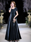 Velvet Evening Dress 2026 New Long-Term Feel Host Girl's Art Exam Banquet Temperament Short-Sleeved Dress HZ0517