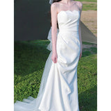 Suspension Light Wedding Dress 2026 New French Denwear Dress Dress Bridal White Welcome Out Of The Yarn Small Tail HZ0517