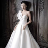 Korean-Style Dens Down Simple Light Wedding Dress 2026 New Small Brides Go Out To Greet The Wedding Dress HZ0517
