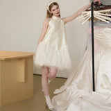 Hanging Neck Light Wedding Dress 2026 Spring New Bride High-Waist Registration Certificate To Shoot Morning Robes HZ0517