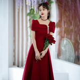 Small Wine Red Wedding Toasting Bride 2026 New Summer Engagement Dress In The Long Style Of French Evening Dress HZ0517