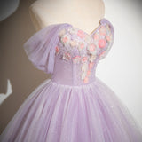 One-Word Shoulder Fairy Purple Banquet Evening Dress 2026 New Heavy Industry Ponopne Dress Dress Skirt Dress Skirt HZ0517