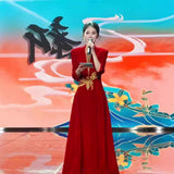 Host Evening Dress 2026 New Red Dignified Atmospheric Chinese Style Long Choir Performance Costume Female HZ0517