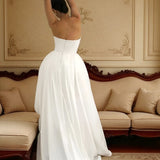 Light Wedding Dress White Bra Tug Bridal Wedding Dress Simple Dress HZ0517