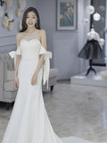 Simplicity Light Wedding Dress 2026 New Bride Wedding White Dress Fishtail Thin Tug Tail Simple Travel Yarn HZ0517