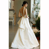 2026 New Retro Back-To-Shoulder Simple Temperament Bridal Bridal Outdoor Light Wedding Dress HZ0517