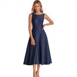 2026 New Solid Evening Dress U-Shaped Collar-Dew-Backed Senscreen Casual Dress HZ0517