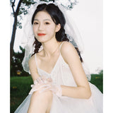 Small Man Light Yarn Simple Wedding Dress Sen Tied Outdoor Lawn Travel Sling Lace Dress Super Fairy Certificate Small White Dress HZ0517