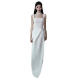 The High-Level Feeling Of The Densant Wedding Dress With A Light Luxury And Simple Temperament To Welcome The Yarn Thin Exterior Photography Gown HZ0517
