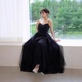 Korean New Wedding Dress Black Sexy Dress Sling Net Dress Banquet Temperament Light Wedding Dress HZ0517