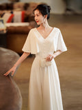 White Evening Dress Female Banquet Temperament Can Usually Wear Light Luxury Small Long Engagement Dress Dress Dress HZ0517