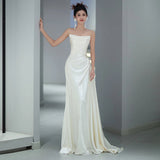 French Simple Tset-Smeared And Light Wedding Dress Bridal Fauct Bridal Fauct Lintern HZ0517