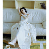 Simple Light Wedding Dress Bride Bras Two Sets Of Temperament Dress Light Luxury Small Group Of People Shooting Yarn Dress HZ0517