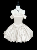 Evening Dress New Shoulder Solid Color Sweet Temperament Fluffy Skirt Dinner Birthday Party Adult Dating HZ0517