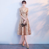 Banquet Evening Dress 2026 New Temperament Golden Lidity Dinner Host Dress Performance Choral Dress HZ0517