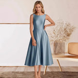2026 New Solid Evening Dress U-Shaped Collar-Dew-Backed Senscreen Casual Dress HZ0517