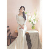Fishtail Wedding Dress 2026 New Bride's Denstalt Simple Retro Travel Shot Super Fairy Body Korean Tail Light Yarn HZ0517