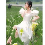 French Light Wedding Dress 2026 New Winter Fasting Small Dress Female Simple White Outdoor Travel Shot Daily Dress HZ0517