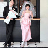 Pink Wedding Morning Robe French High-End Engagement Certificate Registration Light Wedding Bridal Dress Simple Small HZ0517