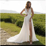 2026 Spring New White Annual Conference Deep V Sexy Long Host Evening Dress HZ0517