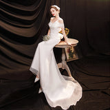 French Word Shoulder Light Wedding Dress 2026 New Elegant Sexy Fishtail Small Tailings Show Show Dress Dress HZ0517