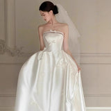 French-Style Fasender Light Wedding Dress 2026 New Bridal Temperament White Bra To Go Out To Greet The Bow Dress HZ0517