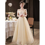 Champagne Evening Dress 2026 Adult Gift Small Birthday Party Performance Light Luxury Niche High-End Art Skirt HZ0517