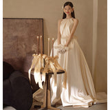 Bride Main Wedding Dress 2026 New French Retro Retro Vertiny Hanging Neck Tirender Tride Tug-Back Tug-Up Studio Wedding Dress HZ0517