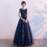 Tibetan Blue Evening Dress Women 2026 New Usually Can Wear Temperament Banquet Simple Generous Lace Dress Long HZ0517