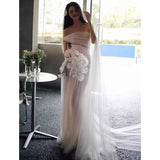 French Niche Sexy Breast-Shaping Light Wedding Dress Sen Is Fairy Tailing Bride Morning Robe Door Yarn Engagement High-End Light Luxury HZ0517