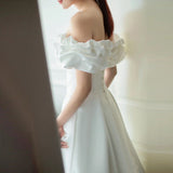 French-Style Linden Bridal Bride Simple Temperament Shoulder-To-Shoulder To Go Out Syarn Welcome Dress Dress Small HZ0517