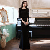 Fishtail Evening Dress Women's Autumn Banquet High-End Temperament Host Light Luxury Long White Dress HZ0517