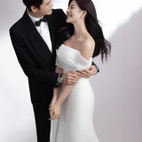 French Light Wedding Dress 2026 New Simple One-Shoulder Fish Tail Thin Sen Family Travel Photography Dream Bride Welcome Yarn HZ0517